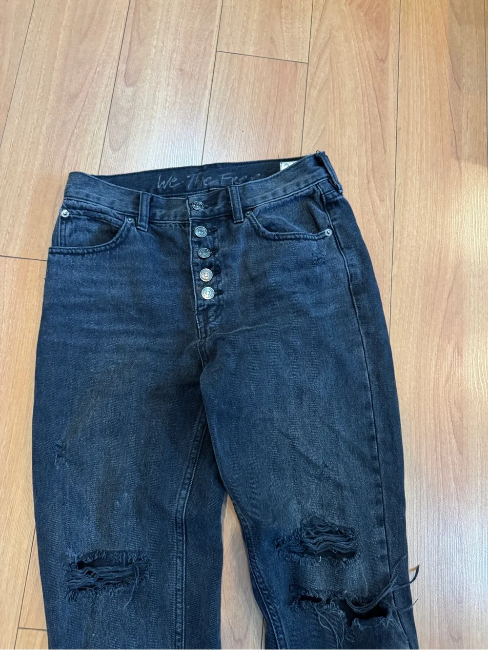 Free people we the free High-Rise Button-Fly Black Jeans